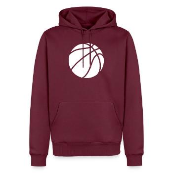 Logo de basket-ball blanc - Sweat à capuche Premium bio Homme - bourgogne - Devant - Nico (187cm)