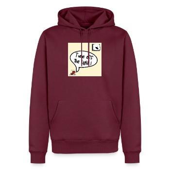 Mach das Licht aus - Männer Premium Bio Hoodie - Burgunderrot - Vorne - Nico (187cm)