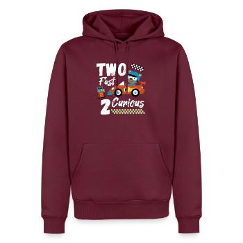 Deux courses rapides 2 curieuses 2ème Bday Funny Zi - Sweat à capuche Premium bio Homme - bourgogne - Devant - Nico (187cm)