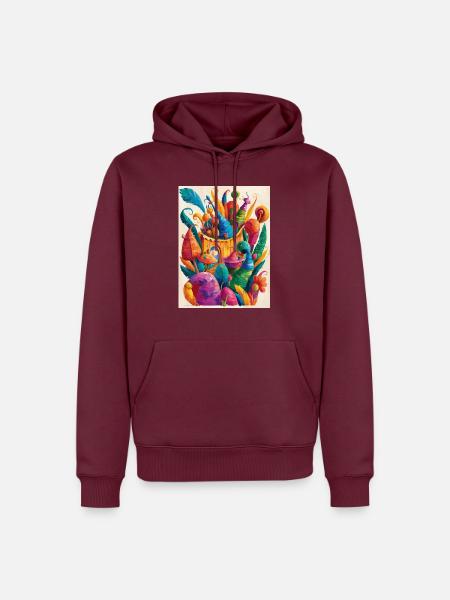 “Zauberhafte Welt der bunten Wunder” - Männer Premium Bio Hoodie - Burgunderrot