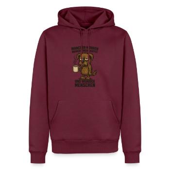 Le matin grogne plus café bureau - Sweat à capuche Premium bio Homme - bourgogne - Devant - Nico (187cm)