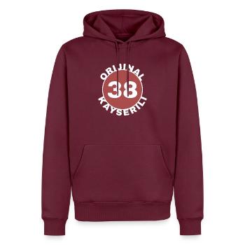 Kayseri - Männer Premium Bio Hoodie - Burgunderrot - Vorne - Nico (187cm)