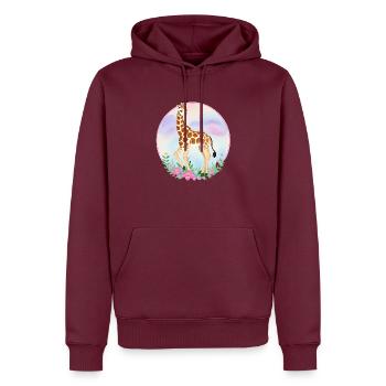 Niedliche Giraffe - Männer Premium Bio Hoodie - Burgunderrot - Vorne - Nico (187cm)