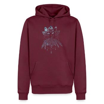 Mystic Cat - Männer Premium Bio Hoodie - Burgunderrot - Vorne - Nico (187cm)