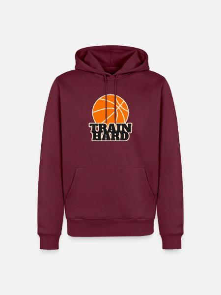 Train Hard Basketball - Männer Premium Bio Hoodie - Burgunderrot