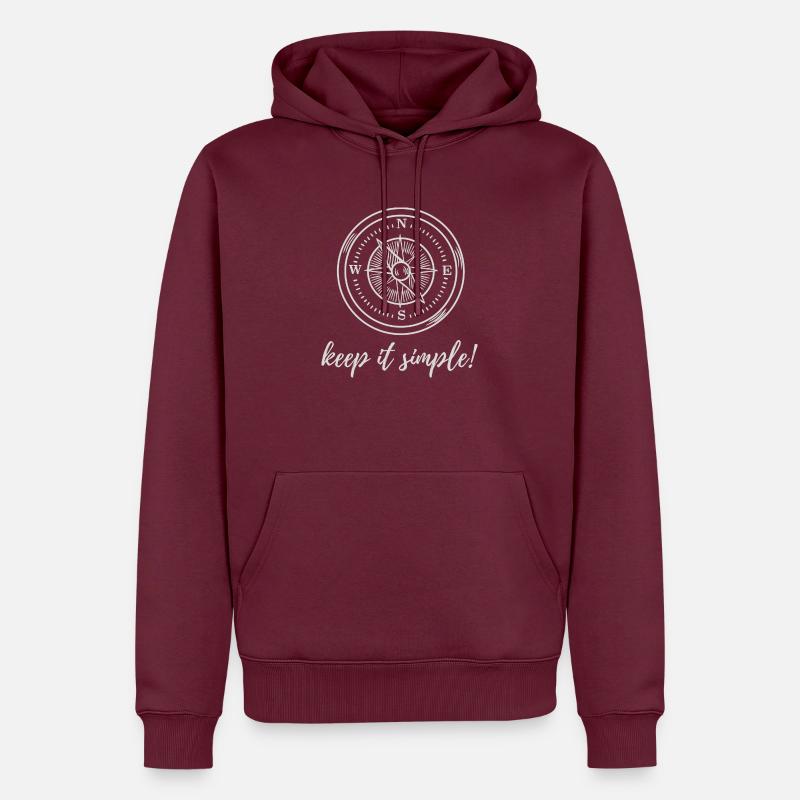 Kompass Urlaub keep it simple - Männer Premium Bio Hoodie - Burgunderrot