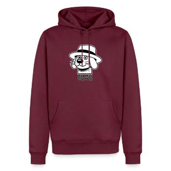 Dapper Doggo - Chapeau haut de forme, design Top Dog - Sweat à capuche Premium bio Homme - bourgogne - Devant - Nico (187cm)