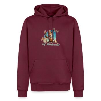 Lustiger Weltenbummler: Paris Athen auf Wiedersehn - Männer Premium Bio Hoodie - Burgunderrot - Vorne - Nico (187cm)