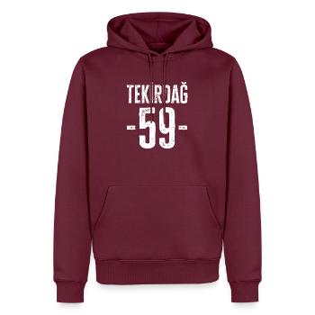Tekirdağ 59 – Marmararegion aus Türkiye - Männer Premium Bio Hoodie - Burgunderrot - Vorne - Nico (187cm)