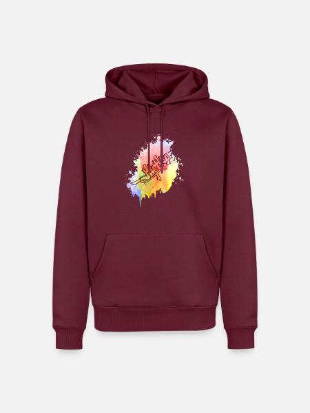 Farbkleks splash of color Holi breakdance - Männer Premium Bio Hoodie - Burgunderrot