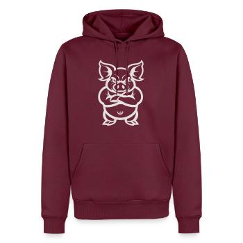pig animal - Männer Premium Bio Hoodie - Burgunderrot - Vorne - Nico (187cm)