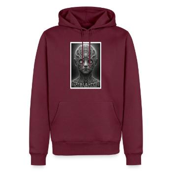 Manipulation Is The Dark Side Of Charism - Men’s Premium Organic Hoodie - burgundy - Front - Nico (187cm)