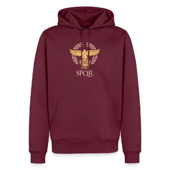 SPQR - Flagge Und antike Römische Republik - Männer Premium Bio Hoodie - Burgunderrot - Vorne - Nico (187cm)