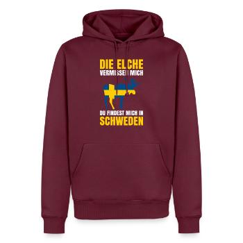 Die Elche Vermissen Mich Du Findest Mich In Schwed - Männer Premium Bio Hoodie - Burgunderrot - Vorne - Nico (187cm)