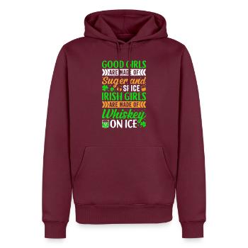 Citation amusante Les filles irlandaises sont whisky à Ice S - Sweat à capuche Premium bio Homme - bourgogne - Devant - Nico (187cm)
