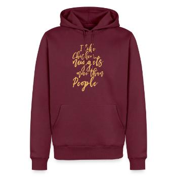 J’aime les pépites de poulet plus que les gens - Sweat à capuche Premium bio Homme - bourgogne - Devant - Nico (187cm)