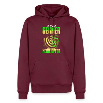 Dartspieler Suche Gegner Keine Opfer Darts - Männer Premium Bio Hoodie - Burgunderrot - Vorne - Nico (187cm)