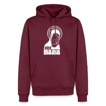 Holy Mary - Men’s Premium Organic Hoodie - burgundy - Front - Nico (187cm)