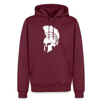 sparta helm - Männer Premium Bio Hoodie - Burgunderrot - Vorne - Nico (187cm)