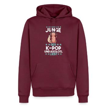 Axolotl K-pop - Männer Premium Bio Hoodie - Burgunderrot - Vorne - Nico (187cm)