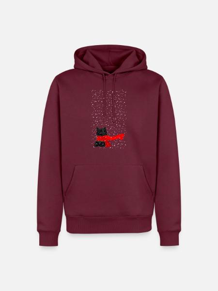 Schneekatze (schwarz) - Männer Premium Bio Hoodie - Burgunderrot