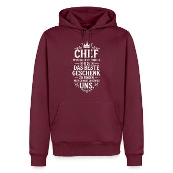 Chef beste Geschenk Mitarbeiter Büro - Männer Premium Bio Hoodie - Burgunderrot - Vorne - Nico (187cm)