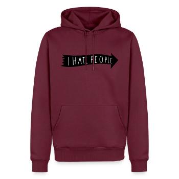 I HATE PEOPLE. - Männer Premium Bio Hoodie - Burgunderrot - Vorne - Nico (187cm)