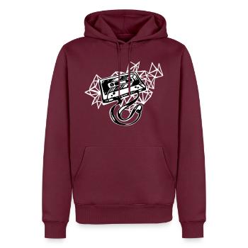 Retro Kassette - Männer Premium Bio Hoodie - Burgunderrot - Vorne - Nico (187cm)