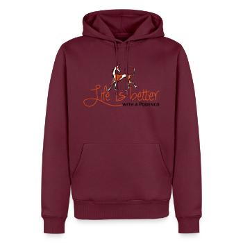 Life is better - Podenco - Männer Premium Bio Hoodie - Burgunderrot - Vorne - Nico (187cm)