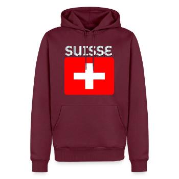 Schweiz - Männer Premium Bio Hoodie - Burgunderrot - Vorne - Nico (187cm)