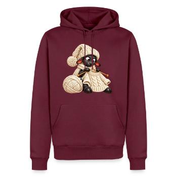 Schwarzes Schaf strickt einen Wollpullover - Männer Premium Bio Hoodie - Burgunderrot - Vorne - Nico (187cm)