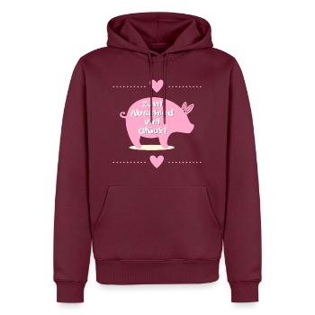 Abschied Kollegen, Glück Ferkel - Männer Premium Bio Hoodie - Burgunderrot - Vorne - Nico (187cm)