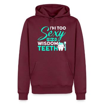 Weisheitszähne Weisheitszahn Patient Zahnarzt - Männer Premium Bio Hoodie - Burgunderrot - Vorne - Nico (187cm)