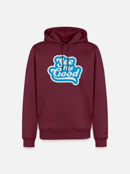 see the good Zitat - Männer Premium Bio Hoodie - Burgunderrot
