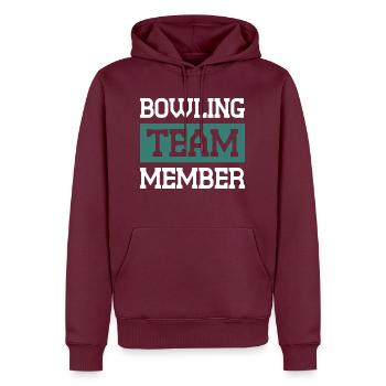 Bowling Team - Männer Premium Bio Hoodie - Burgunderrot - Vorne - Nico (187cm)