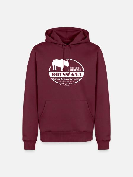 Botswana - Nashorn - Männer Premium Bio Hoodie - Burgunderrot
