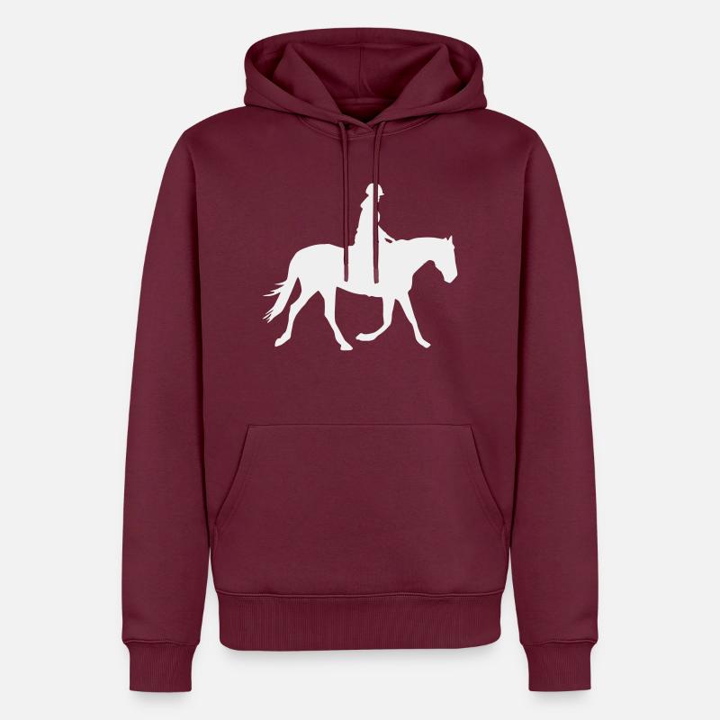 Cavalier Cheval - Sweat à capuche Premium bio Homme - bourgogne