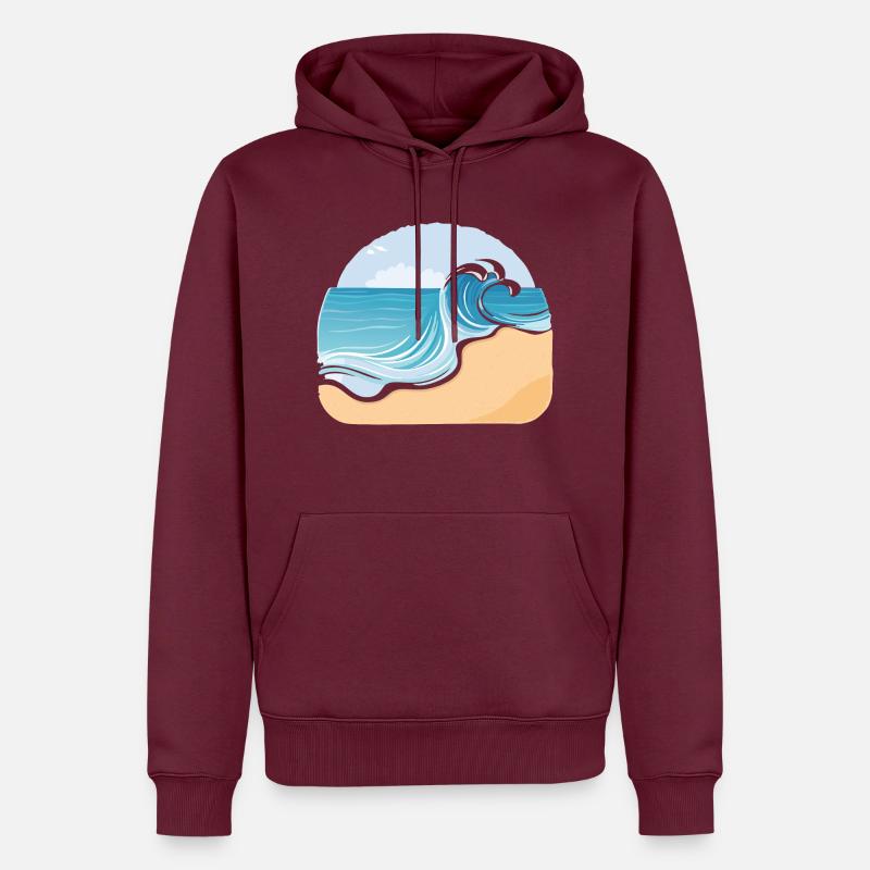 Plage de sable - Sweat à capuche Premium bio Homme - bourgogne