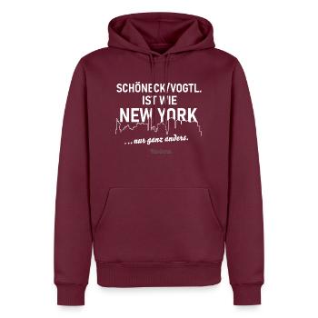 Schöneck im Vogtland - Männer Premium Bio Hoodie - Burgunderrot - Vorne - Nico (187cm)