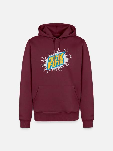 puck futin logo design - Men’s Premium Organic Hoodie - burgundy