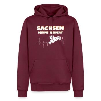 Sachsen meine Heimat - Männer Premium Bio Hoodie - Burgunderrot - Vorne - Nico (187cm)