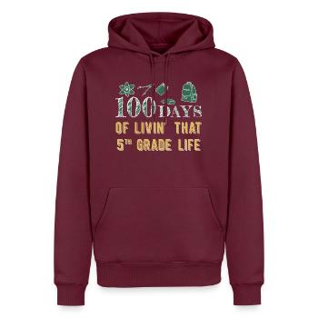 100 jours d’école - Sweat à capuche Premium bio Homme - bourgogne - Devant - Nico (187cm)