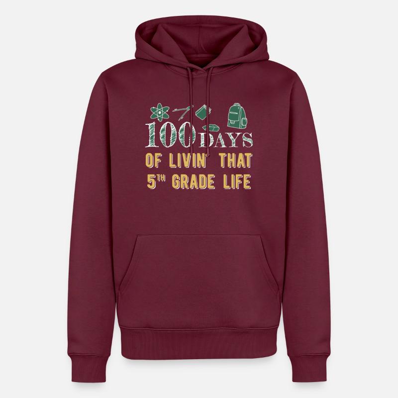 100 jours d’école - Sweat à capuche Premium bio Homme - bourgogne