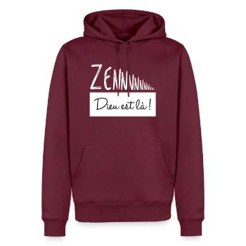 Zen, Dieu est là ! - Sweat à capuche Premium bio Homme - bourgogne - Devant - Nico (187cm)