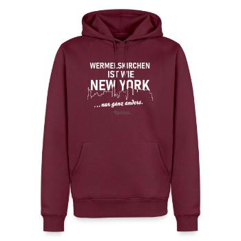 Wermelskirchen - Männer Premium Bio Hoodie - Burgunderrot - Vorne - Nico (187cm)