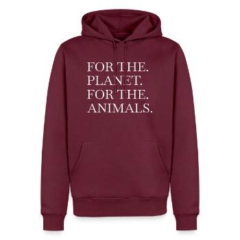 animal rights gift vegan humor statement - Männer Premium Bio Hoodie - Burgunderrot - Vorne - Nico (187cm)