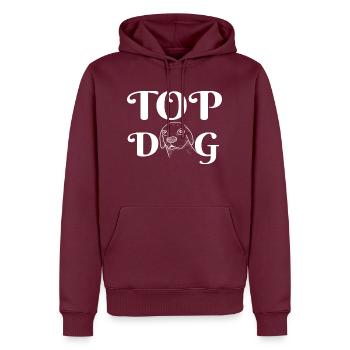 TOP DOG - Männer Premium Bio Hoodie - Burgunderrot - Vorne - Nico (187cm)