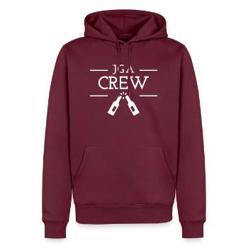 JGA Crew - Männer Premium Bio Hoodie - Burgunderrot - Vorne - Nico (187cm)
