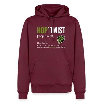 L’optimiste de la bière - Sweat à capuche Premium bio Homme - bourgogne - Devant - Nico (187cm)