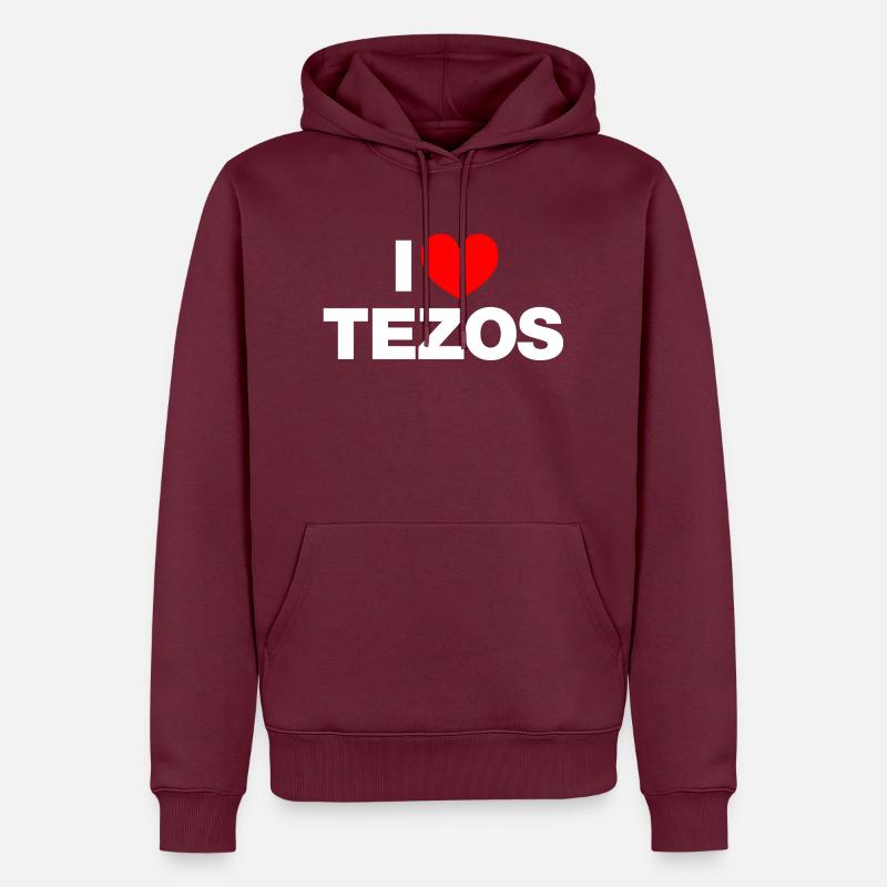 J’adore Tezos - Sweat à capuche Premium bio Homme - bourgogne